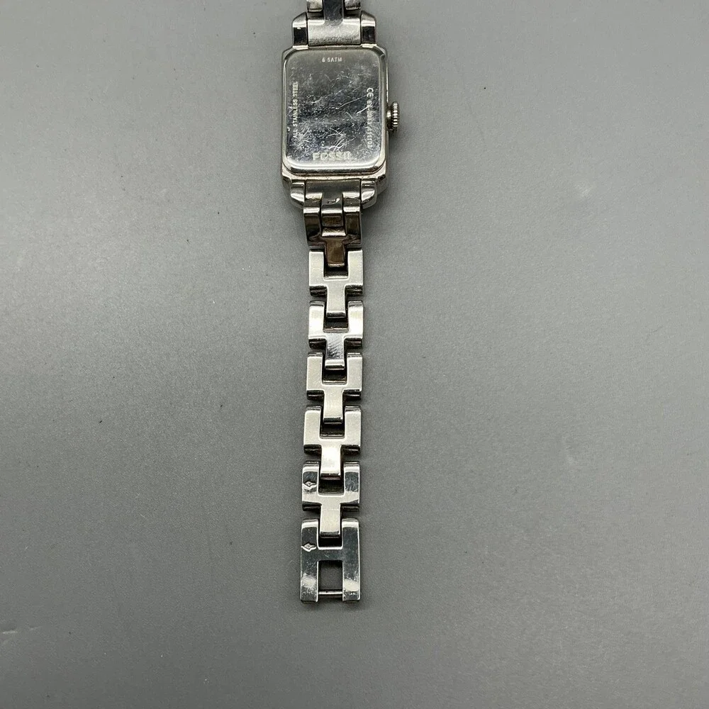 Fossil Womens Watch 17mm White MOP Dial Silver Tone Crystal New Battery 6.5